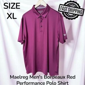 Maelreg Men's Bordeaux Red Performance Polo Shirt Size XL FAST SHIPPING
